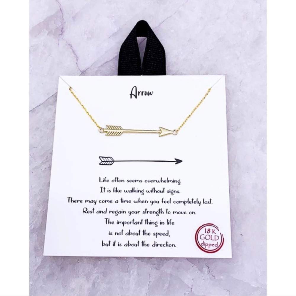 Arrow Necklace 18” Pendant Arrow 18K Gold Dipped